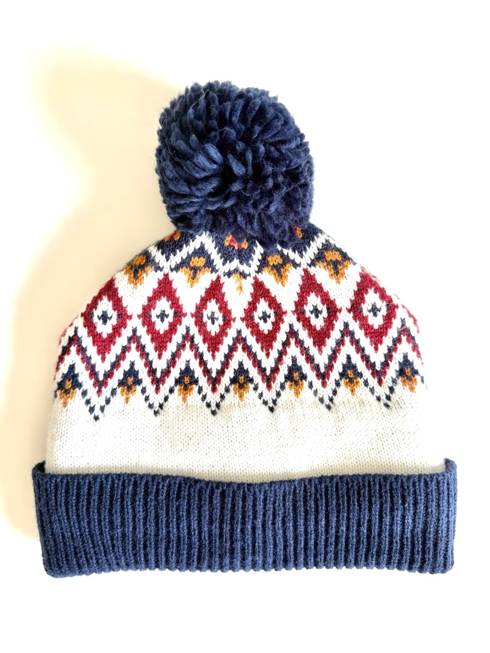 Old Navy Fair Isle Fleece Lined Pom Pom Beanie Ski Chalet Cabincore Winter Hat